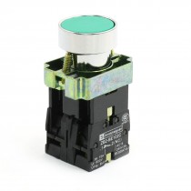 Ui600V Ith 10A DPST 4 Terminals Momentary Green Flat Pushbutton Switch