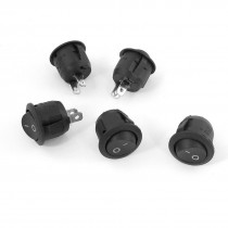 5 pcs 2 Pin SPST On/Off Round Head Rocker Switch 6A/250V 10A/125V AC