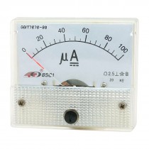 Plastic Casing DC 0-100uA Analog Current Panel Meter Ammeter 85C1