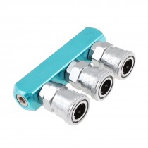 Pneumatic 3 Pass Air Hose Quick Connect Coupling Coupler Tool Silver Tone Blue