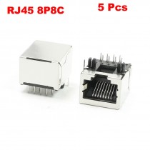5 Pcs 8P8C 8 Right Angle Pins RJ45 Jacks Repairing Sockets 0.7" Length
