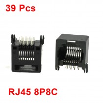 39 Pcs Plastic Shell 8P8C RJ45 PCB Jacks Ports 12.5 x 15 x 14.5mm