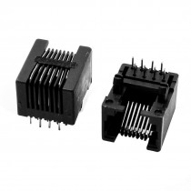 10 Pcs 17.5mm Long Black Plastic Shell 8P8C RJ45 Network Jacks Sockets Ports