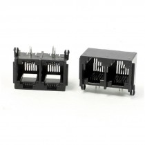 19 Pcs 2 Port Right Angle Pins RJ11 6P2C Telephone Connector PCB Jack