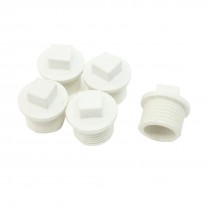 5 Pcs 1/2"PT Male Thread Square Caps Pipe Fittings Plug White