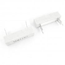 2 Pcs Wire Wound Ceramic Cement Power Resistor 15W 12R Ohm White