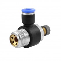 1 4 PT Male Thread to 4mm Push in Fittings Speed Controller Blue Silver Tone