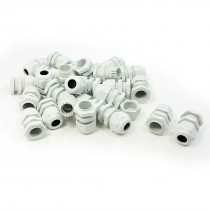 White Plastic Waterproof Cable Gland Joint Connector PG11 30 Pcs