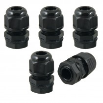 5 Pcs Black Plastic Waterproof M16 x 1.5 4-8mm Diameter Cable Gland