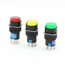 Latching NO NC 5 Pin Neon Light Round Pushbutton Switch DC 24V 3Pcs