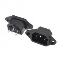 2 Pcs 3-Terminal Panel Mount C14 Male Power Plug Adapter 250V 10A