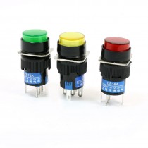3Pcs NO NC Lamp Indicator Self Lock Round Pushbutton Switch DC 12V