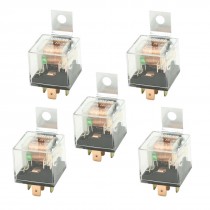 DC 24V 40A 1NO+1NC SPDT 5 Pin Male Plug Green Pilot Lamp Auto Car Relay 5 Pcs