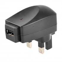 Black AC 100V-240V DC 5V 1A UK 3 Pin Plug USB 2.0 Power Charger Adapter