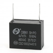 Fan CBB61 450VAC 2 Terminals 4uF Polypropylene Film Motor Capacitor