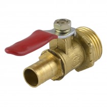 1/2" PT Male Thread to 10mm Pipe Barb Red Lever Handle Brass Ball Valve