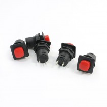 5 x Red Square Head Panel Mounting Locking Push Button Switch