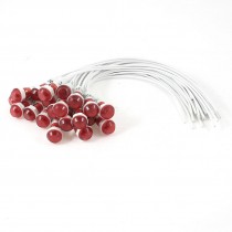 10 Pairs 10mm Mounted Hole White Cable Red Indicator Pilot Light Lamp DC 24V