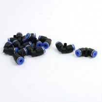 4mm to 4mm One Touch Pneumatic Pipe Quick Fittings Black Blue 10pcs