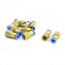 Pneumatic 4mm Dia Hole Tube to 9mm Female Threaded Push in Quick Fittings 10pcs