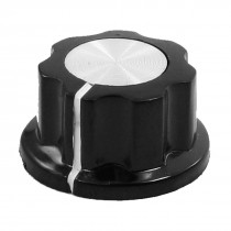 Antislip Potentiometer Control Knob 6mm Hole 19mm Top Black Silver Tone