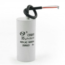 CBB60 35uF 450VAC 50/60HZ Wired Motor Run Capacitor White for Air Conditioner