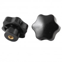 M8 x 50mm Dia Thread Black Plastic Star Head Clamping Knob Grip 2pcs