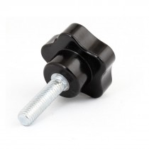 M8 x 30mm Threaded Metal Clamping Star Knob Grip Black Silver Tone