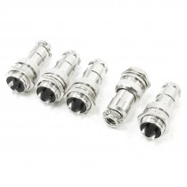 5 x AC400V 5A 2 Pins 16mm Thread Aviation Plug Male Connector