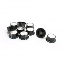 10pcs 6mm Shaft Dia White Mark Brass Tone Core Potentiometer Knobs Caps
