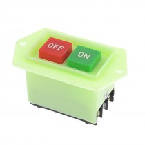 Light Green Plastic DPDT 6 Pins Locking Push Button Switch 220V/380V 5A