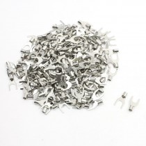 200Pcs SNB3.5-6 Non Insulated Fork Terminals for AWG 14-12 Wire 1/4" Stud