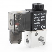 Direct Action AC 187V 253V 2 Position 3 Way Solenoid Valve Black Gray