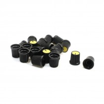 20 Pcs 6mm 15/64" Shaft Dia. Nonslip Potentiometer Knobs Yellow Black