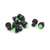 Green Flat Button Momentary SPST 2 Pin Pushbutton Switch 10 Pcs