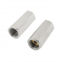 2 Pcs 1/4 PT Diameter Thread Silver Tone Straight One Way Check Valve