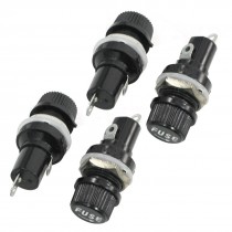 4 Pcs Black 2 Pin Terminals Panel Mounting 5 x 20mm Fuse Holder