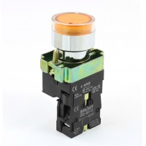 10A 6A 400VAC N/O SPST Yellow Light Momentary Push Button Switch