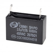 CBB61 450VAC 2uF 2 Terminal Air Conditioner Motor Running Capacitor