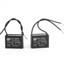 CBB61 450VAC 2.2uF 5% Wired Polypropylene Film Motor Run Capacitor 2pcs