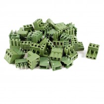 20 Pcs 300V 10A Single Row 3 Positions Pluggable Terminal Block Oliver Green