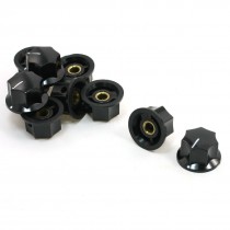10pcs 6mm Shaft Dia White Mark Ribbed Grip Potentiometer Knobs Caps