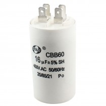 16uF 450VAC CBB60 Motor Running Capacitor White for Washing Machine