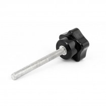 6mm x 60mm Male Threaded Metal Clamping Star Knob Grip Black Silver Tone