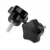 32mm Dia Pentangle Head 6mm Thread Diameter Black Clamping Knob 2 Pcs