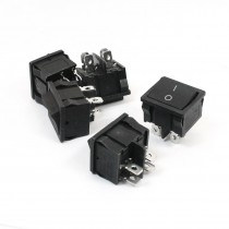 5Pcs AC 250V 6A 125V 10A Black ON/OFF Snap In Boat Rocker Switches DPST