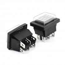 16A 250V 20A 125V AC 6P DPDT ON/OFF/ON 3Position Rocker Switch w Cover 2 Pcs