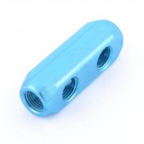 1 4" PT Thread 5 Ports Quick Connector Air Hose Manifold Block Teal Blue