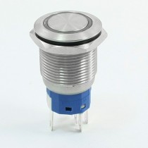 Blue Light 12V Momentary 19mm Stainless Steel Push Button Switch 1NO 1NC