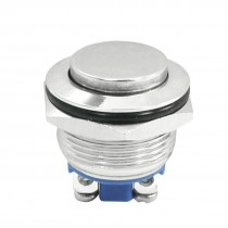 Momentary Metal Push Button Switch Silver Tone 19mm Flush Mount SPST